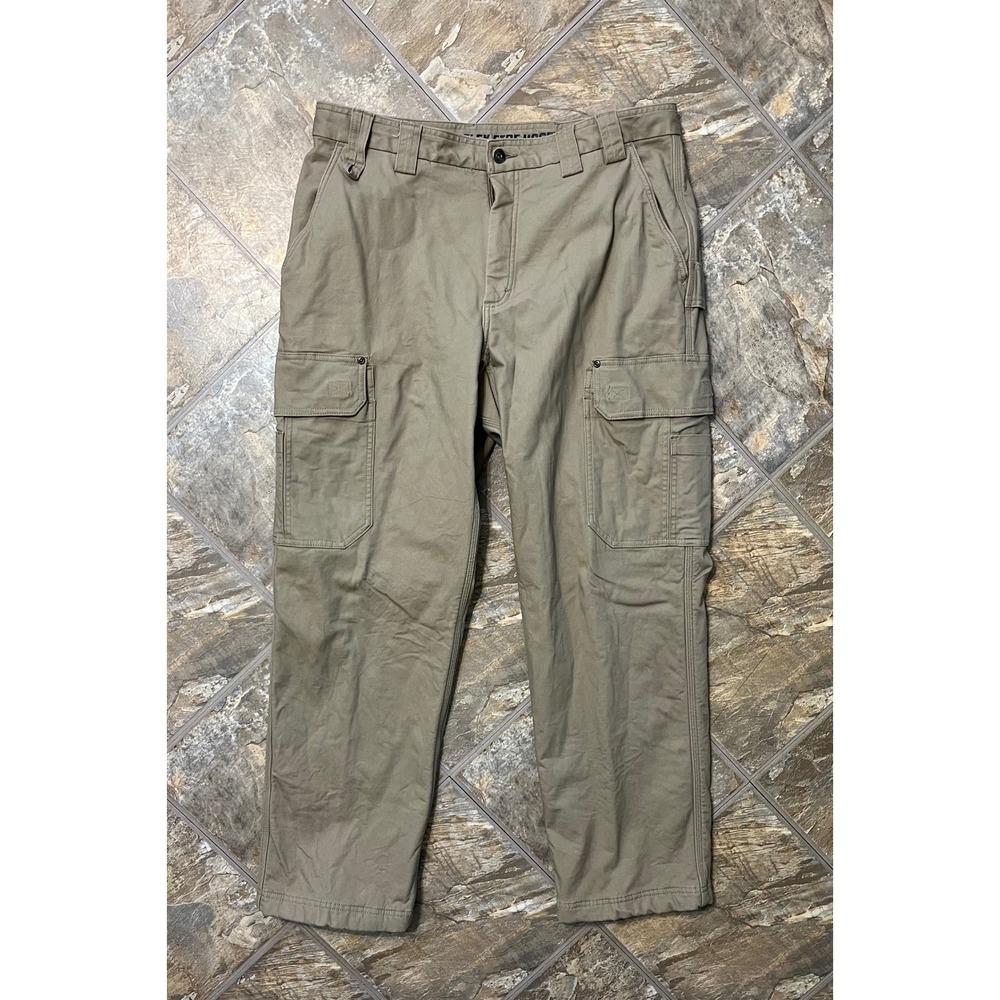 Duluth Trading Co Flex Fire Hose Cargo Pants Men 38x32 Tan Fleece Lined Workwear